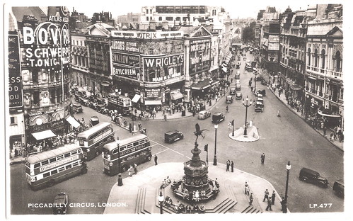 London - Piccadilly Circus in August 1950. And Some Interesting Facts.