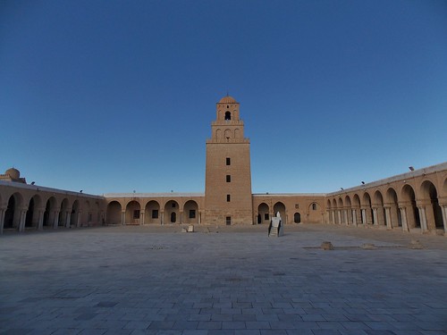 The Courtyard of Uqba Mosque also known as the Great Mosque of Kairouan, Tunisia - December 2013