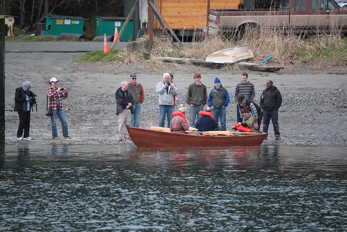 IMG_9363 - Port Hadlock WA - Northwest School of Wooden Boatbuilding - small craft launch March 5th, 2014 - Nelson D Gillet-designed BEACHCOMBER-15 - and his descendants - preparing for first row