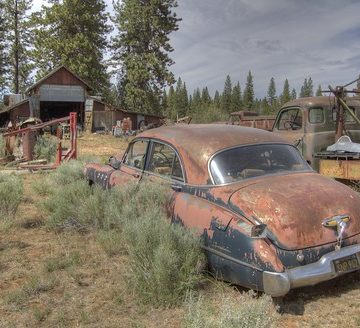 1949 Buick Super sedan with Dynaflow transmission, resting in the sagebrush HDR