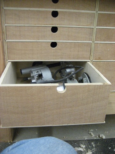 Router Drawer in Workbench Cabinet
