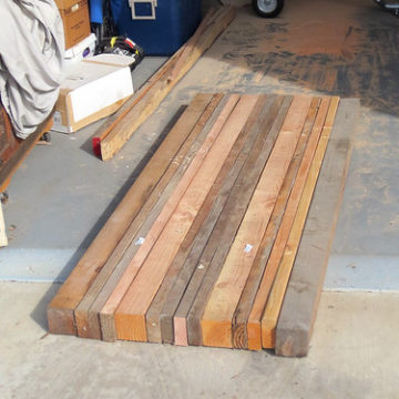 Cut lumber, top laid out
