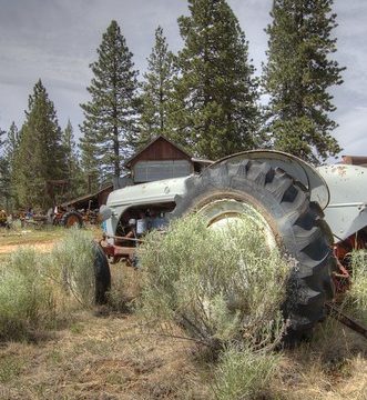 Ford 8N or 9N tractor resting in the sagebrush HDR