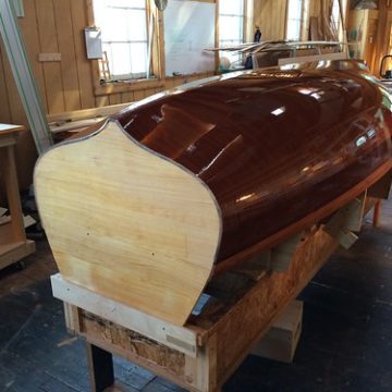 IMG_6416 - Port Hadlock WA - Northwest School of Wooden Boatbuilding - Contemporary - Grandy 12 cold-molded skiff - second epoxy coat on hull