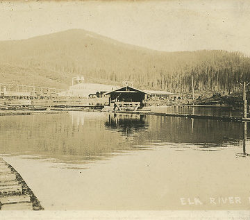 Planing Mill, Log Pond, and Decking Shed, circa 1935 - Elk River, Idaho