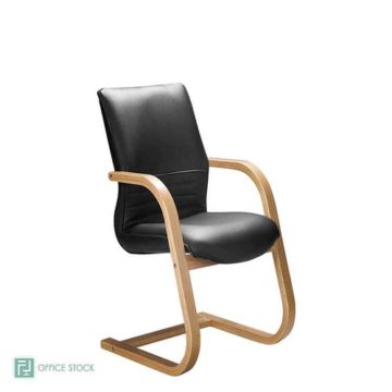 Holly Office Visitor Chair in Wood with Sleigh Base