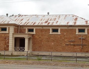 Hallett. The Masonic Lodge built in 1928. Became a Catholic church in 1980 but closed in 2015.