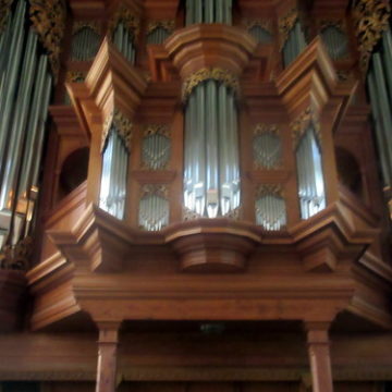 Close-Up of Baroque Organ in Chapel
