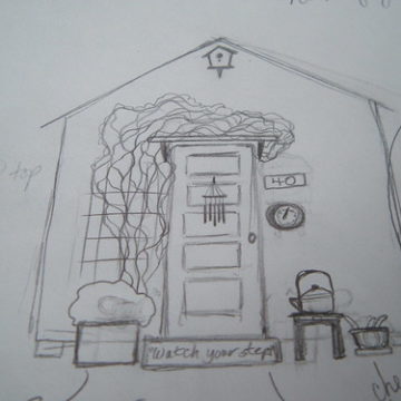 Sketched plan for back of the shed...just waiting for the snow to melt!