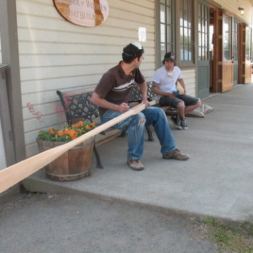 Port Hadlock WA - Boat School - Contemporary - touching up a spruce oar for the Caledonia Yawl