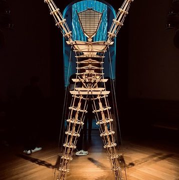 Effigy of “The Man” who is ritually set ablaze at the annual “Burning Man” festival.  Exhibit at Renwick Gallery, Washington, D.C.