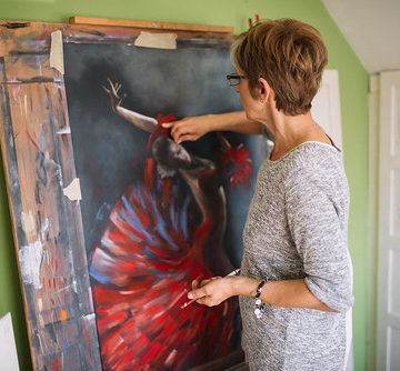Artist Painting In the home studio