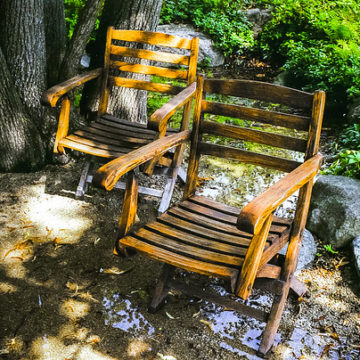 Wooden Garden Chairs, Anderson Japanese Gardens, Rockford, Illinois