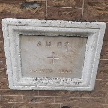 Penola. The marble foundation stone of the Anglican Parish Hall. 1899.