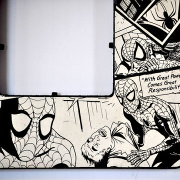 Spiderman in Black and White - Decoupaged frame
