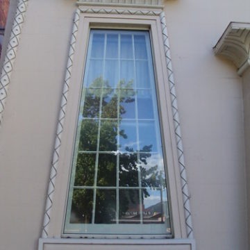 Hobart. Egytptian style window in Australias oldest Jewish synagogue built in 1845.
