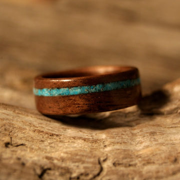 Walnut and Turquoise Ring - 2