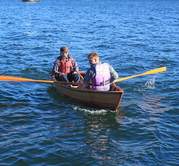 Port Hadlock WA - Boat School - Traditional Small Craft - Launch - Monk Flatiron - Jeremy rowing, xxx riding