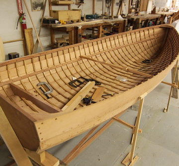 Port Hadlock WA - Northwest School of Wooden Boatbuilding - Traditional Small Craft - lapstrake Grandy Skiff under construction