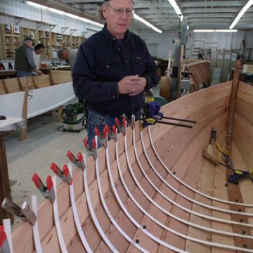 GEDC7685 - Northwest School of Wooden Boatbuilding - Traditional Small Craft - 9-foot Grandy skiff - lining out frame locations - student Russell Bates
