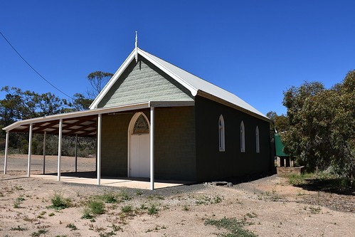 Black Hill District Hall of corrugated iron with a pressed metal front. Erected 1912: school held here from October 1917 until 17 February 1930. Mid Murray District Council Area South Australia