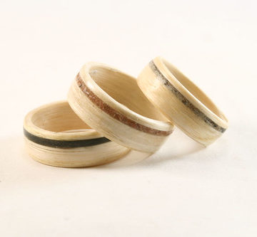 *  Custom Ash Bentwood Ring with Thin Stone Inlay